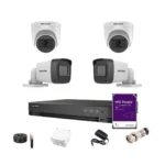 باقة 4 كاميرات هيكفيجون بدقة 2MP مع جهاز تسجيل وقرص 1TB جميع المستلزمات مشمولة خيار التركيب متاح